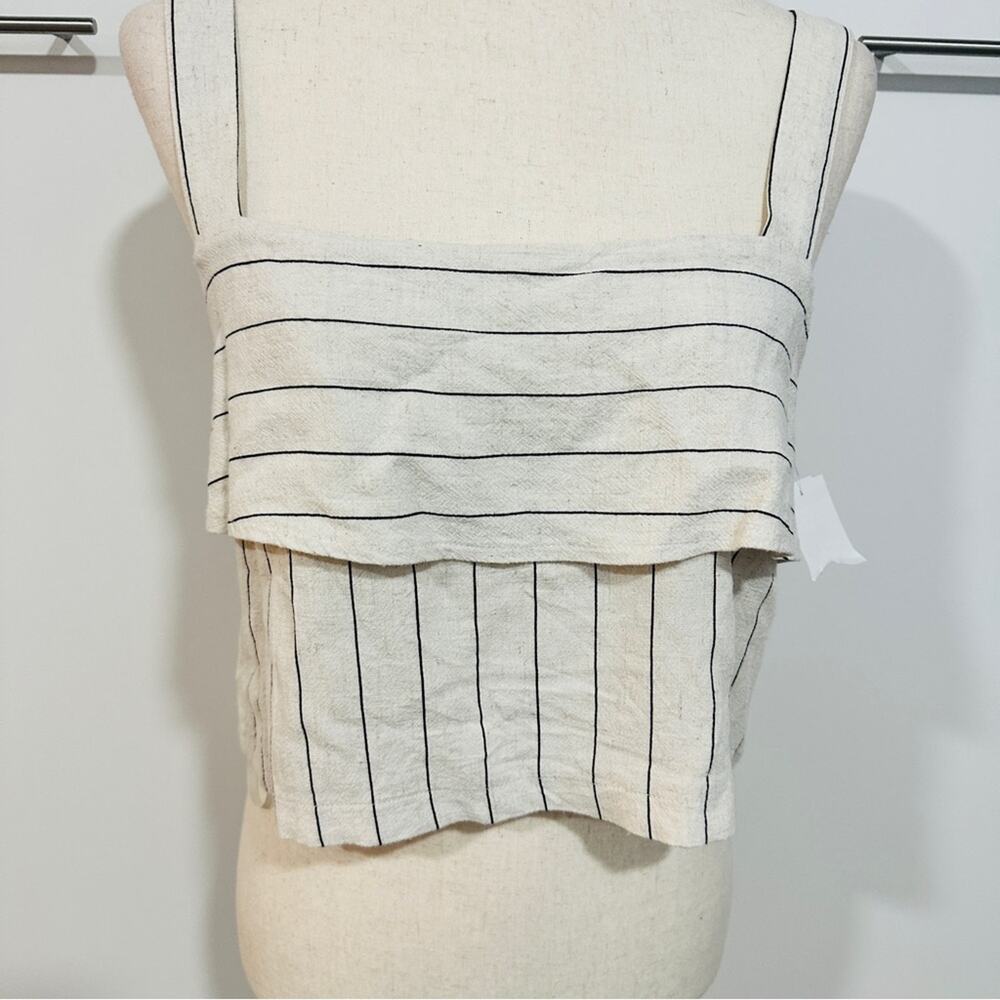 Quiet Luxury Striped Linen Blend Top European Minimalist| Avec Les Filles Size S - Picture 4 of 13